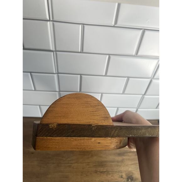 Vintage wooden cat tabletop decor with blue heart - Picture 2 of 7